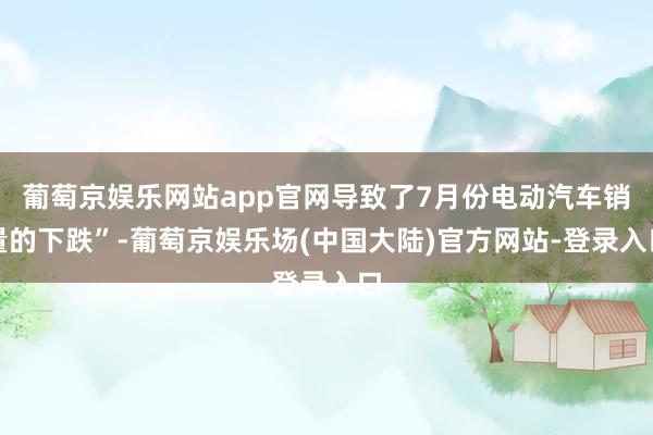 葡萄京娱乐网站app官网导致了7月份电动汽车销量的下跌”-葡萄京娱乐场(中国大陆)官方网站-登录入口