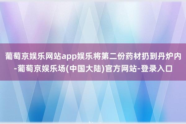 葡萄京娱乐网站app娱乐将第二份药材扔到丹炉内-葡萄京娱乐场(中国大陆)官方网站-登录入口