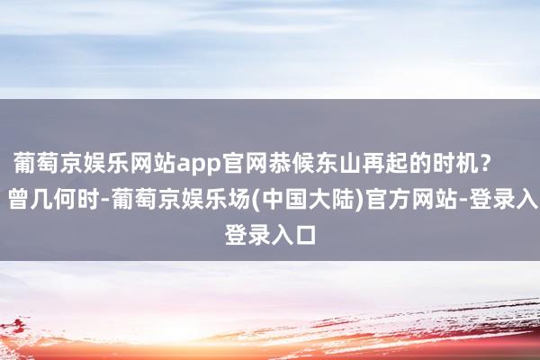 葡萄京娱乐网站app官网恭候东山再起的时机？        曾几何时-葡萄京娱乐